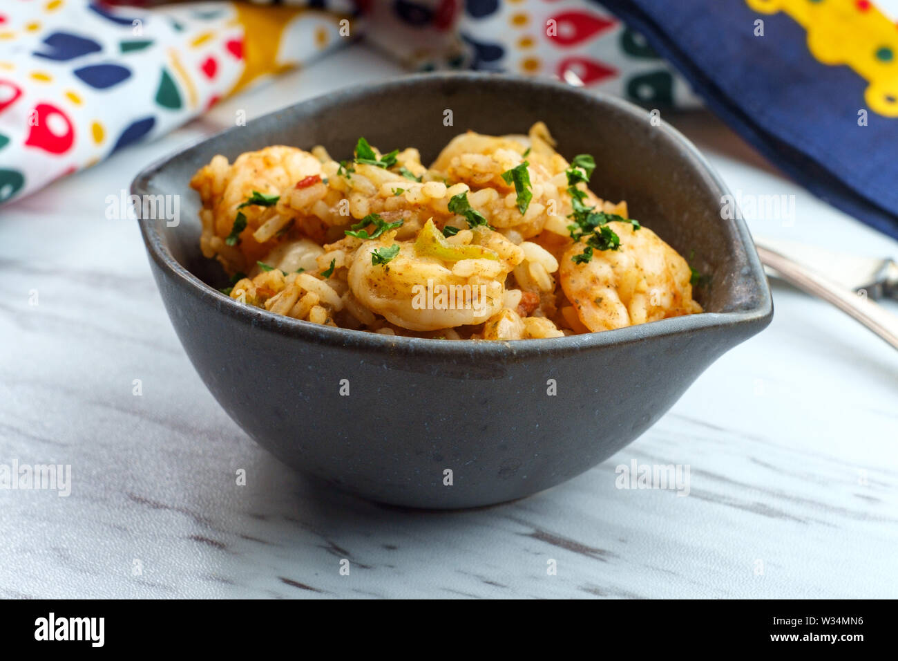 Creole bowl of seafood Jambalaya with shrimp and rice Stock Photo Alamy