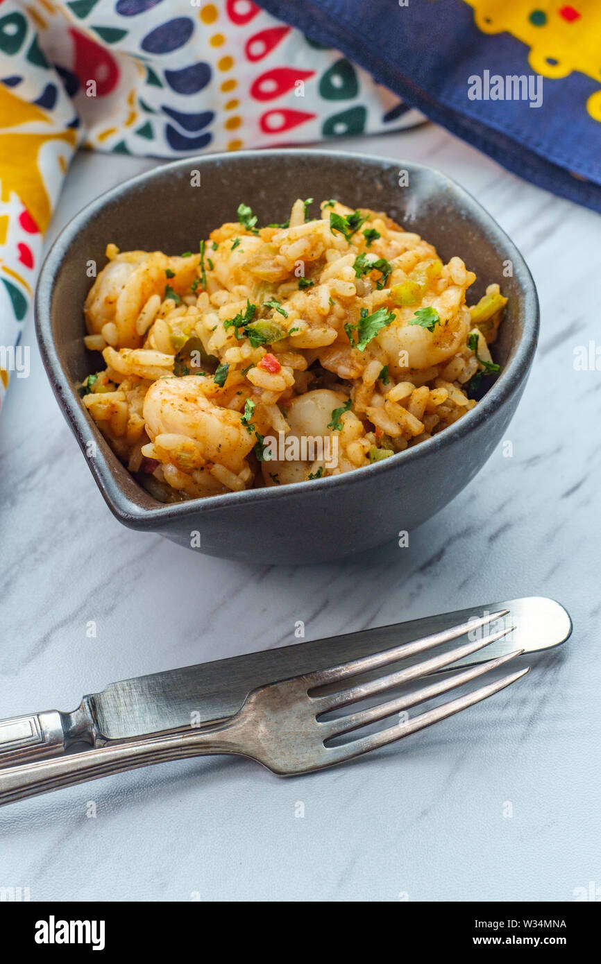 Creole bowl of seafood Jambalaya with shrimp and rice Stock Photo Alamy