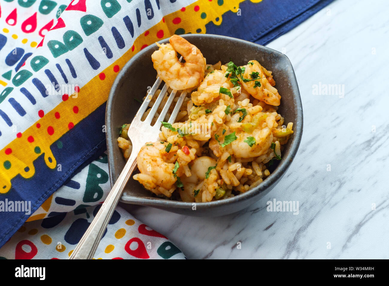 Creole bowl of seafood Jambalaya with shrimp and rice Stock Photo Alamy