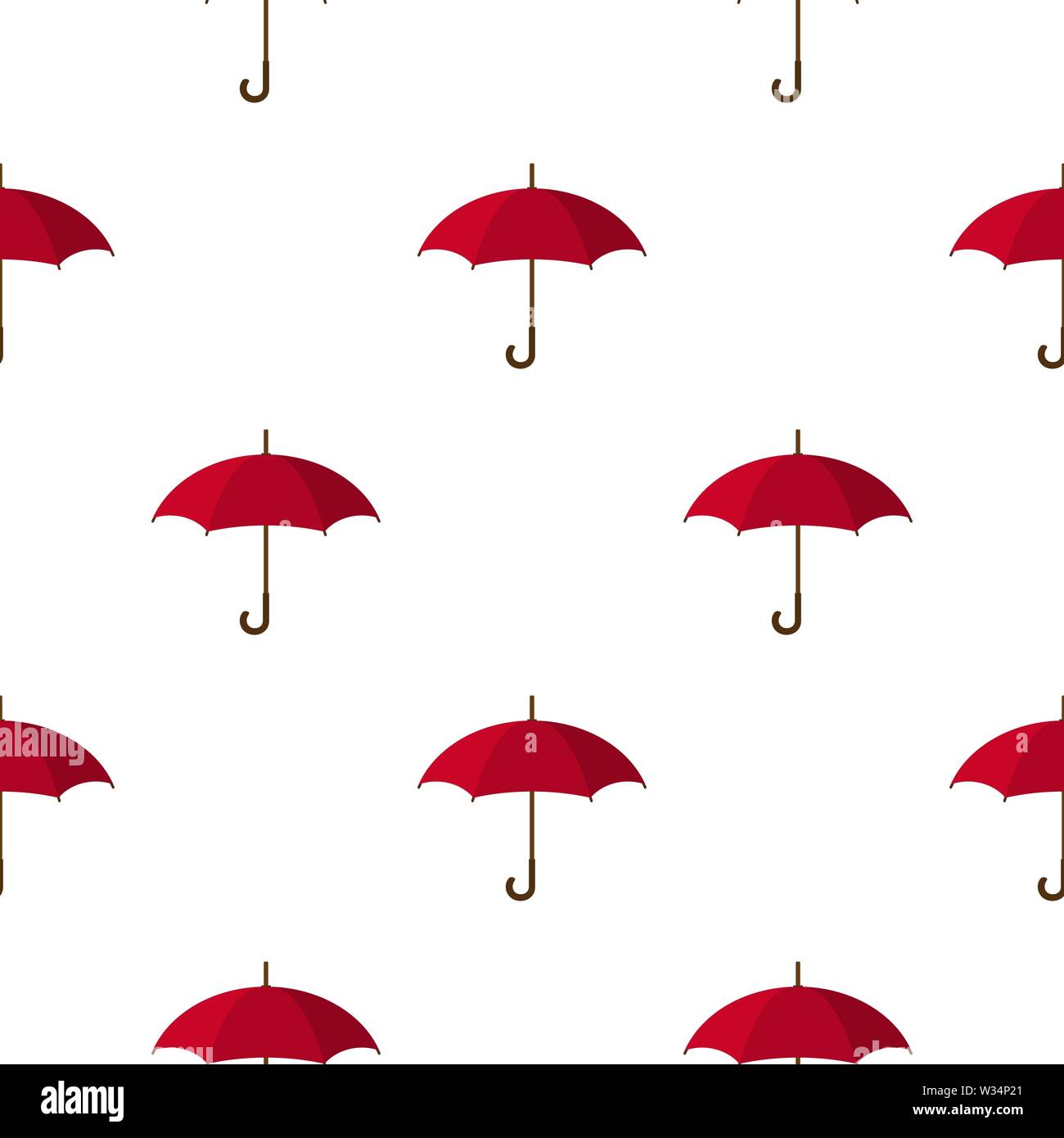 Seamless pattern with red umbrella icon on white background ...