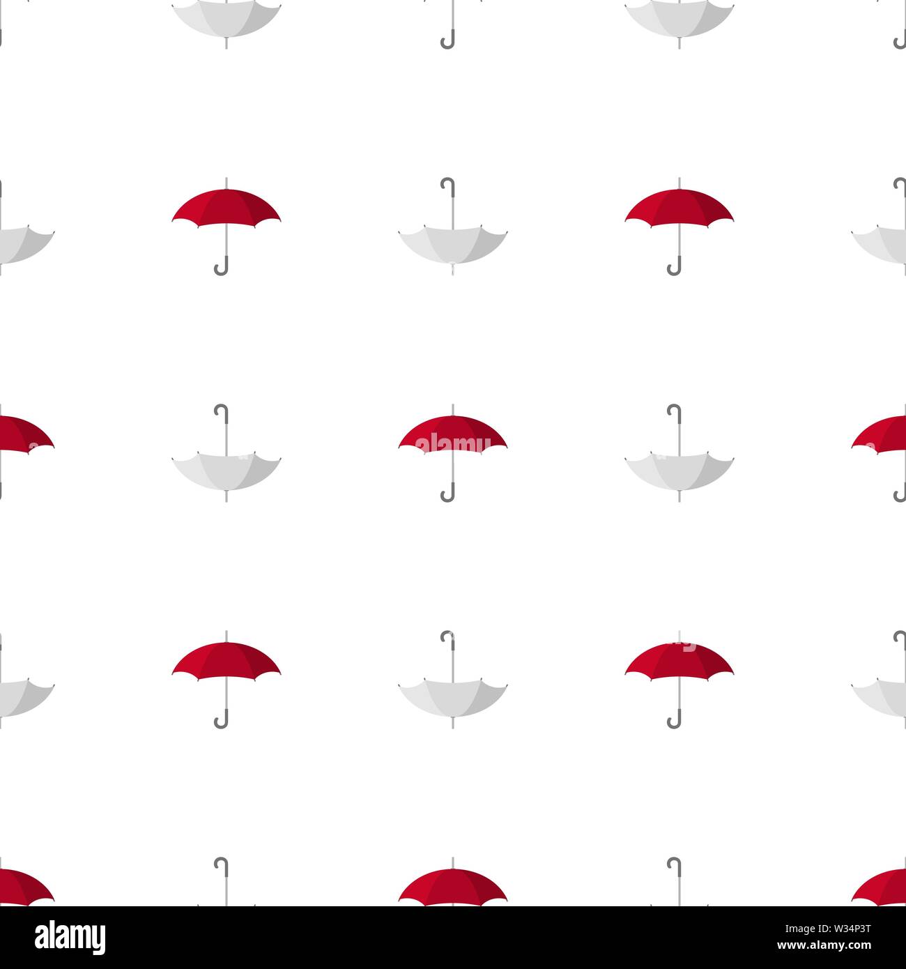 Seamless pattern with red and white umbrella icon on white background ...