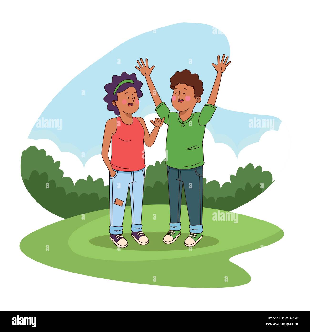 Teenagers friends at park cartoons Stock Vector Image & Art - Alamy