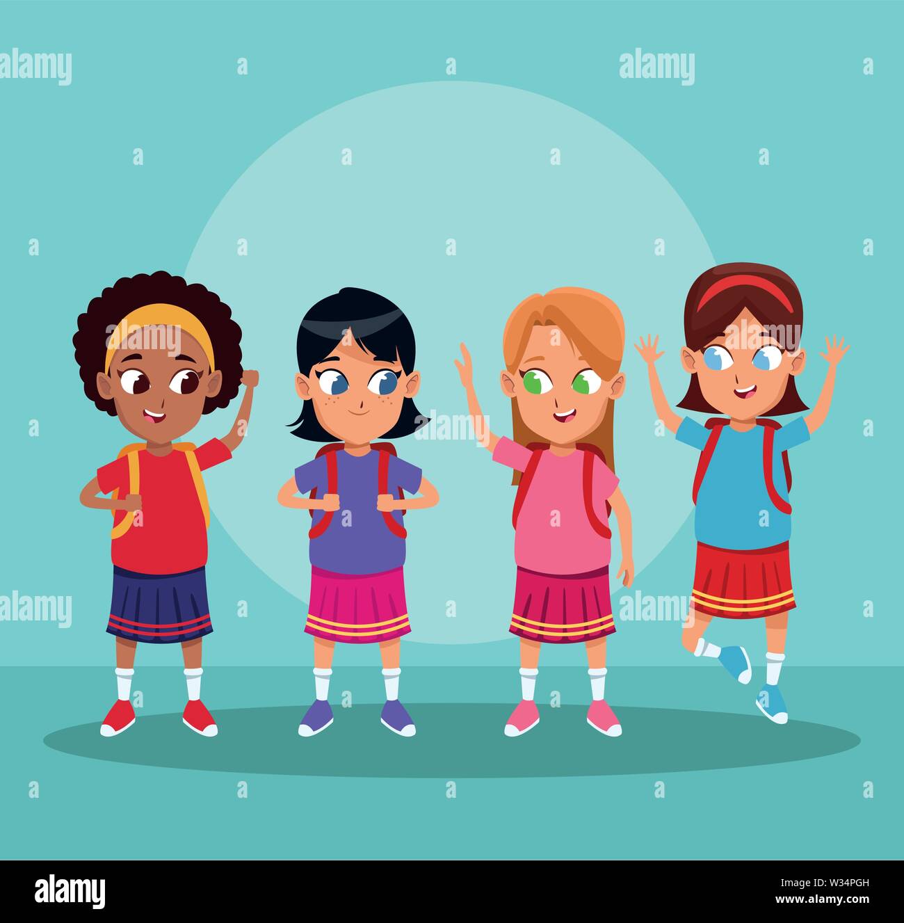 School boys and girls cartoons Stock Vector Image & Art - Alamy