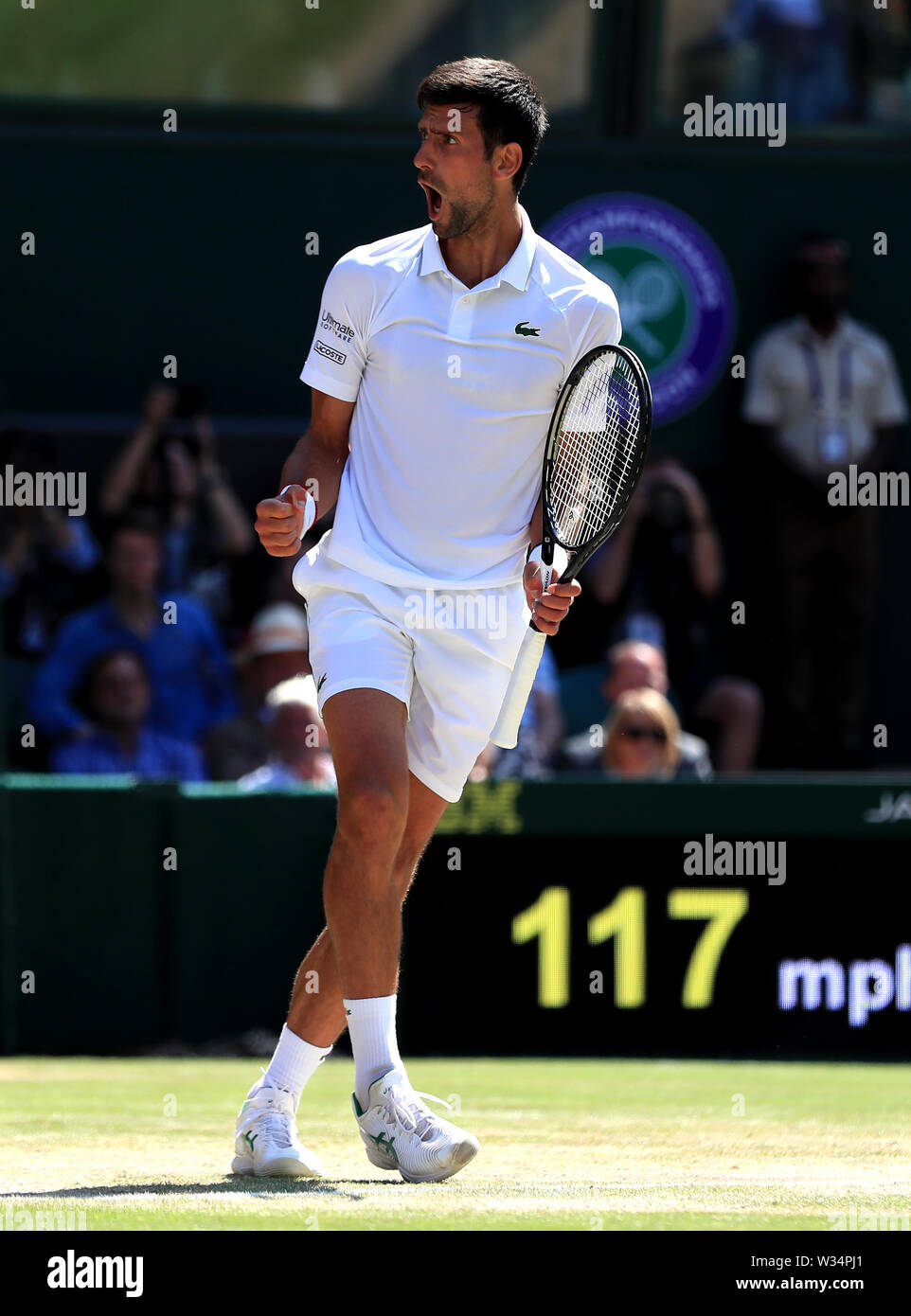 Novak Djokovic during his match against Roberto Bautista Agut on day eleven of the Wimbledon