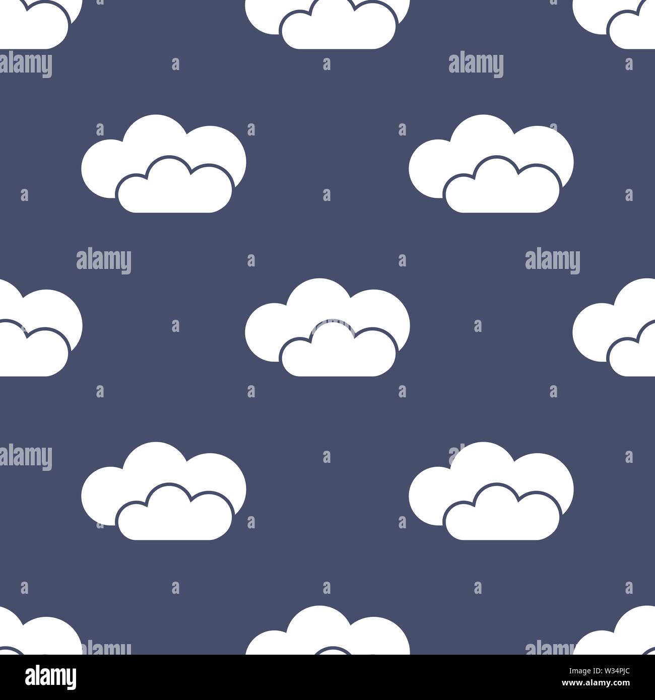 Seamless pattern with white clouds on blue background. Online storage ...