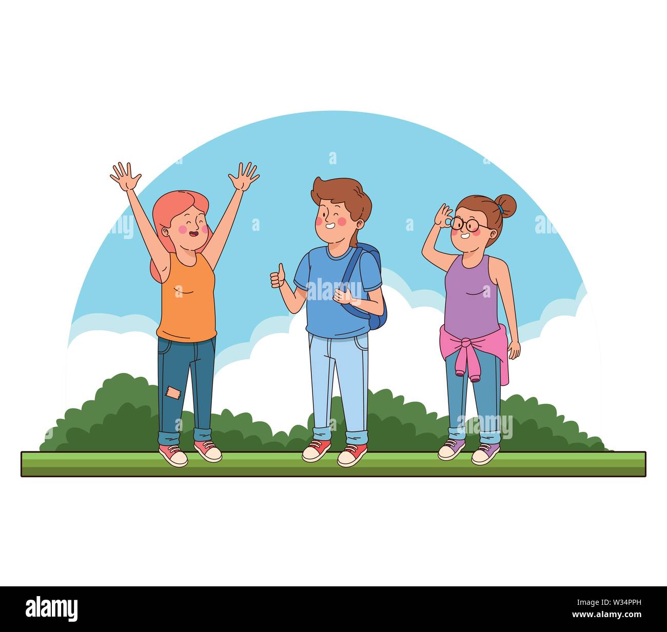 Teenagers friends at park cartoons Stock Vector Image & Art - Alamy