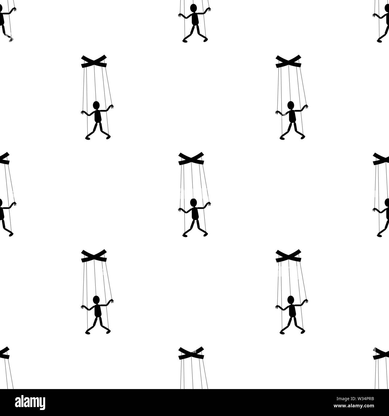 Seamless pattern with puppet or icon on white background