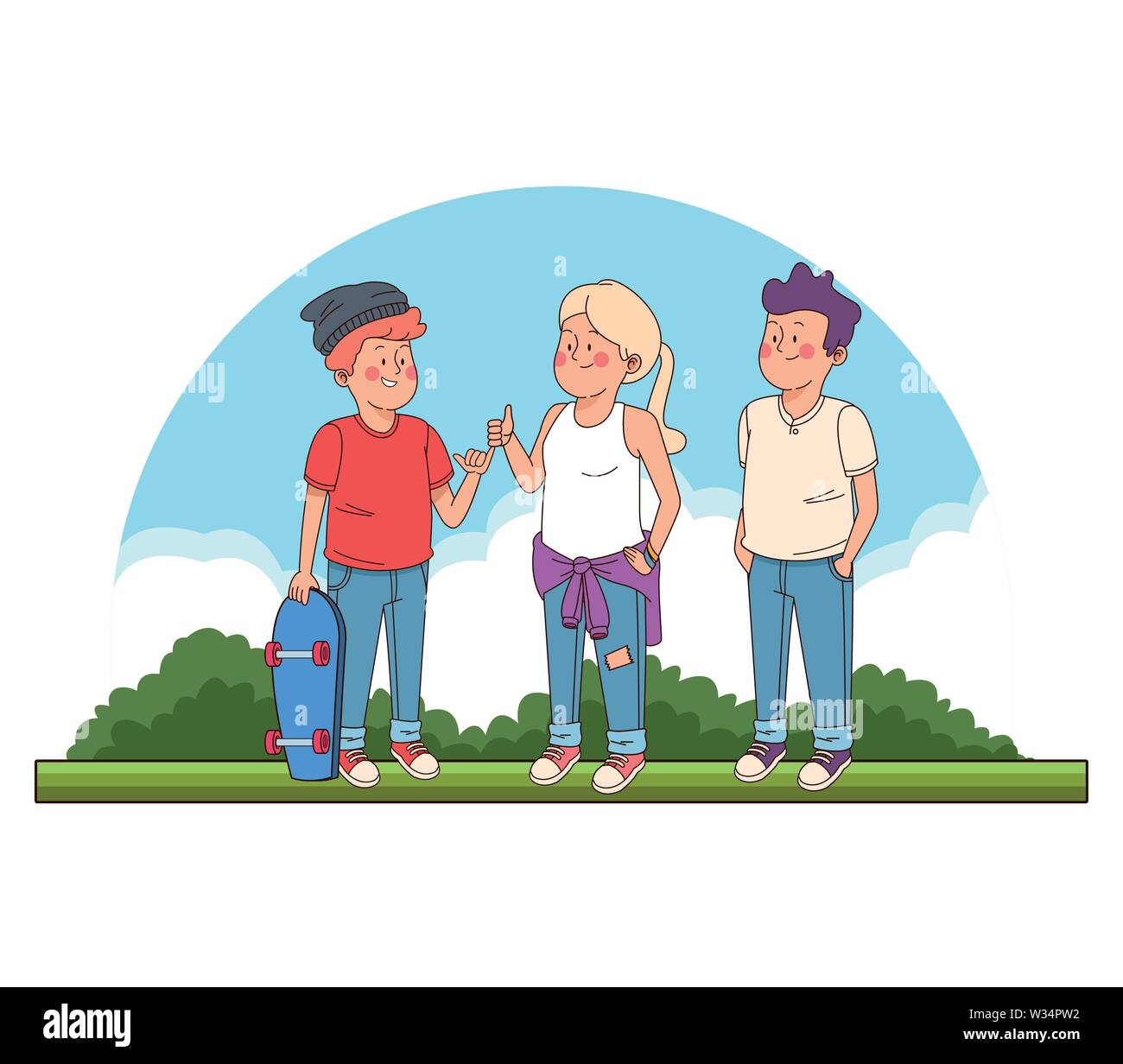 Teenagers friends at park cartoons Stock Vector Image & Art - Alamy