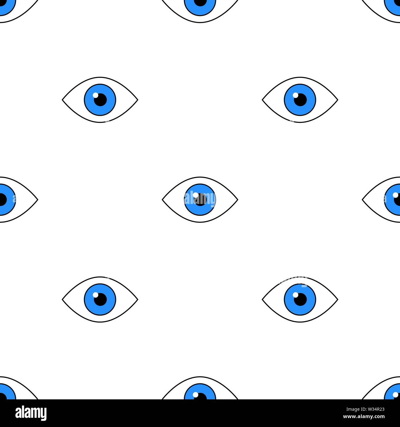 Seamless pattern with blue eye icon. Clinic eye iris. Flat style ...