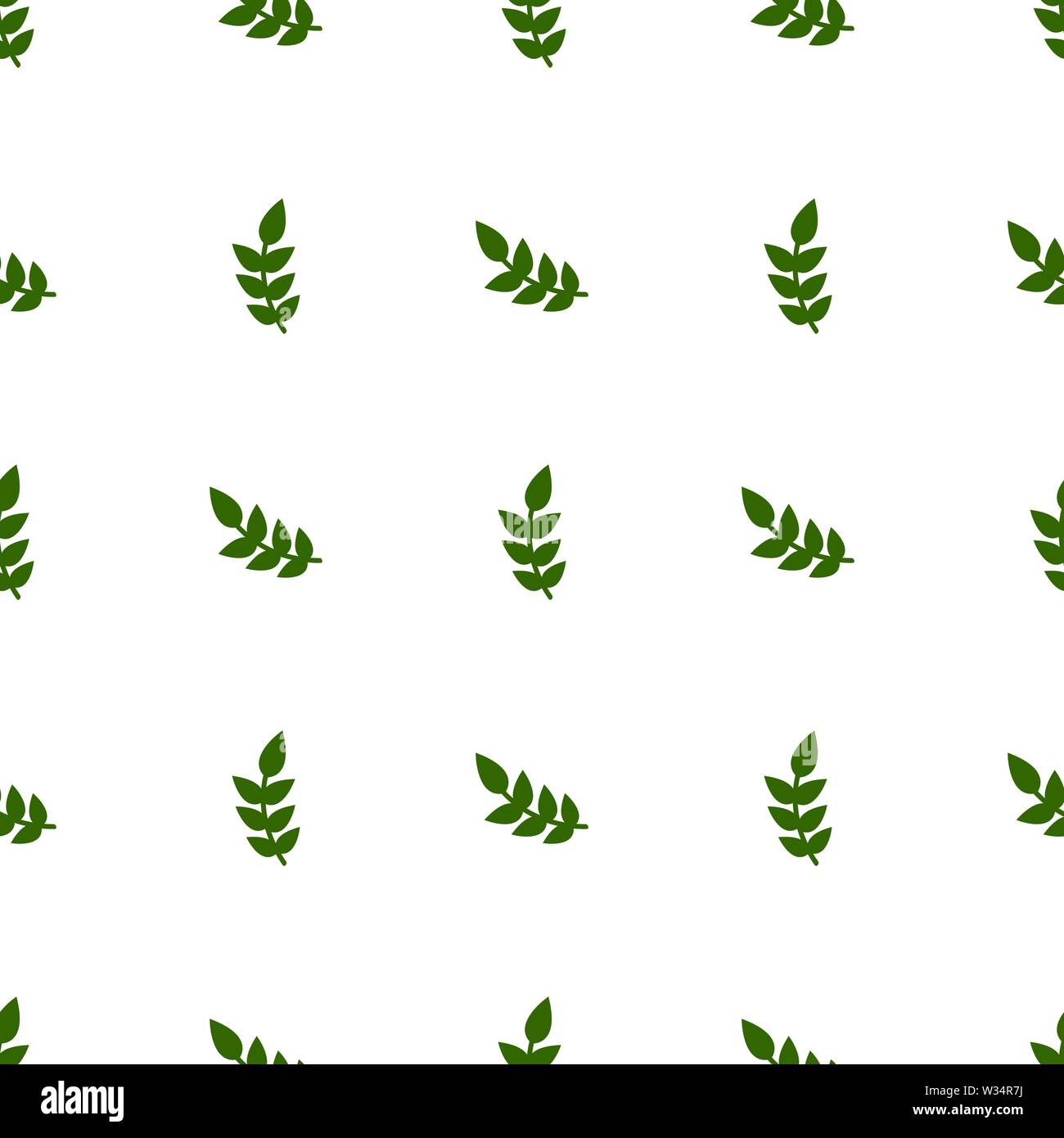 Seamless pattern with green leaves on white background. Vector ...