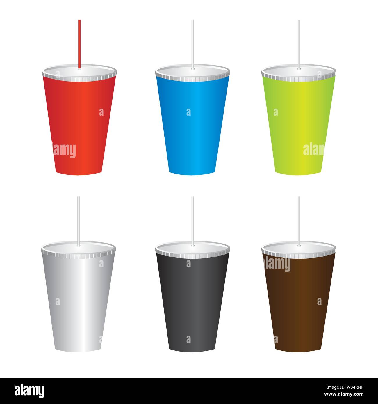 colorful plastic cups isolated over white background vector Stock Vector