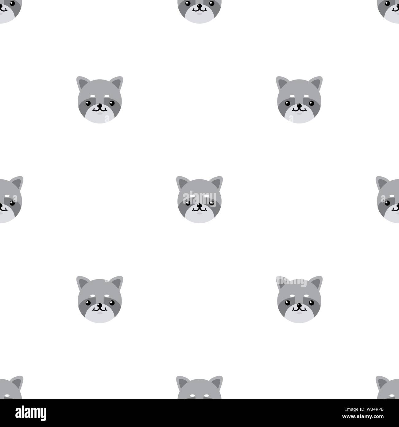 Seamless pattern with cute raccoon. Vector illustration for design, web ...