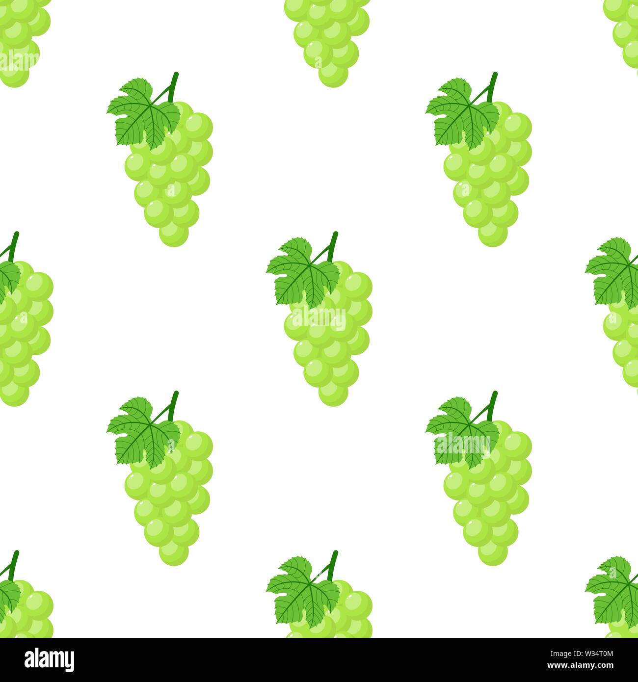 Seamless pattern with green grapes isolated on white background. Bunch of  purple grapes with stem and leaf. Cartoon style. Vector illustration for  des Stock Vector Image & Art - Alamy
