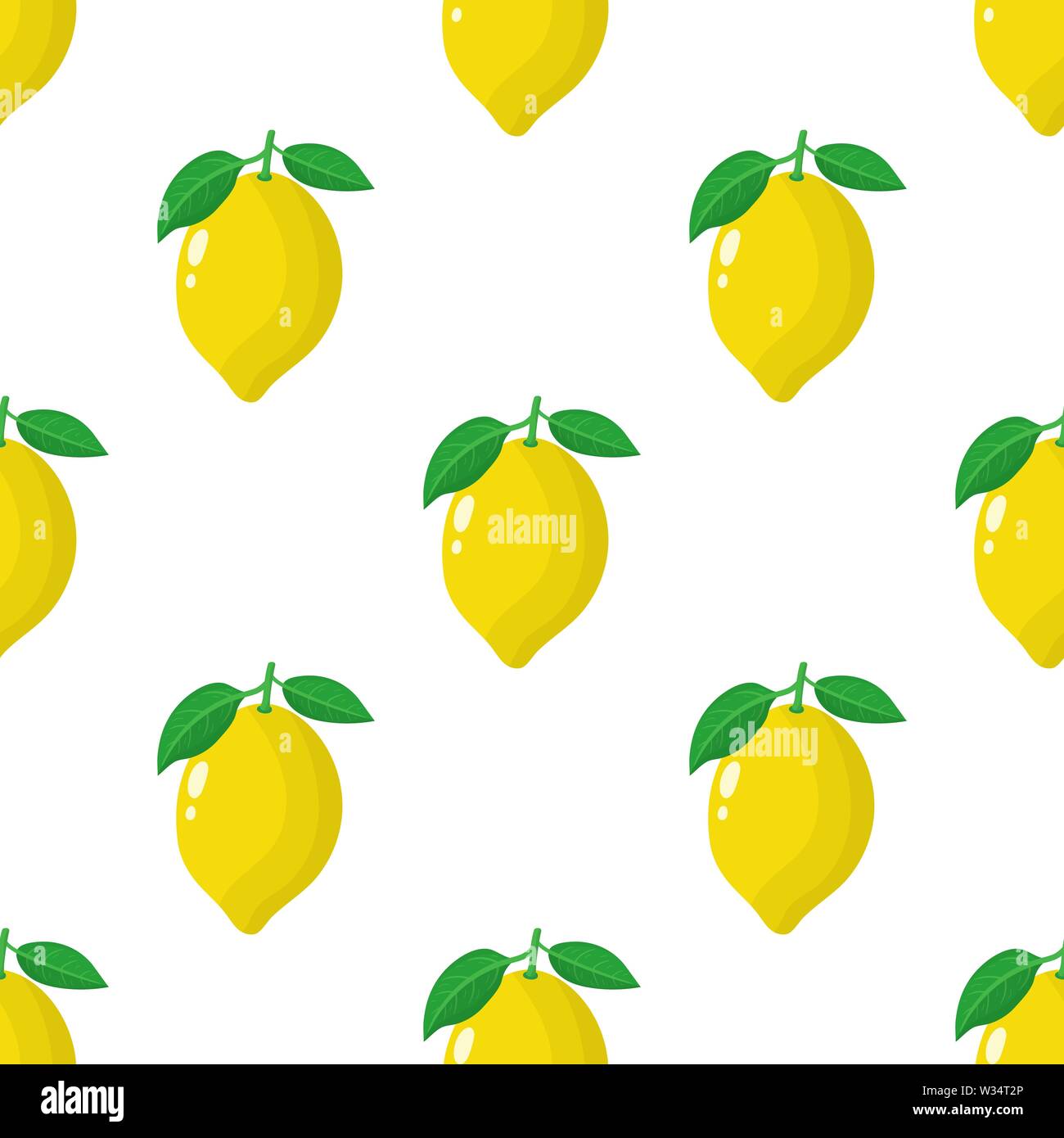 Seamless pattern with fresh whole lemon fruit on white background ...