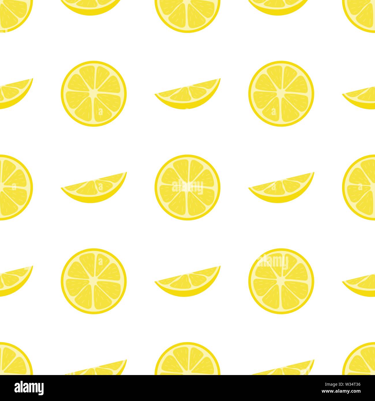 Seamless pattern with fresh half, slice lemon fruit on white background ...