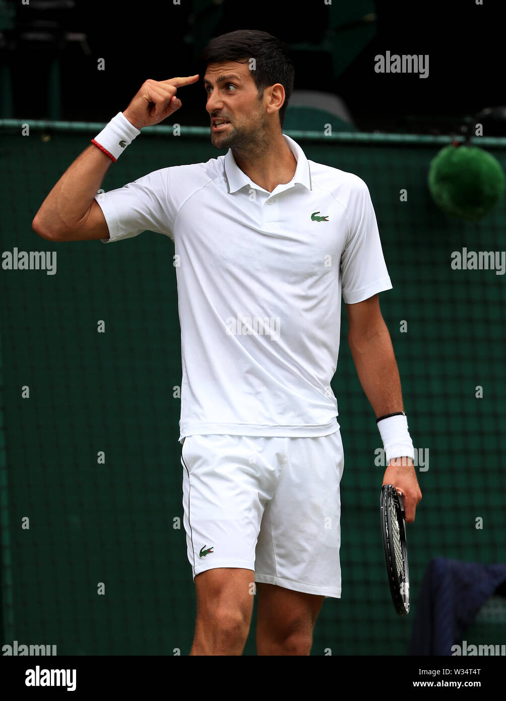 Novak Djokovic during his match against Roberto Bautista Agut on day eleven of the Wimbledon