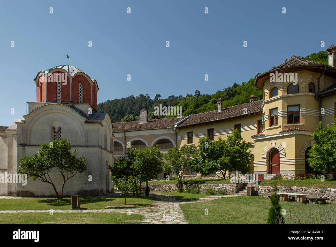 Monks Quarters at Studenica Monastery, near Kraljevo, Serbia Stock Photo