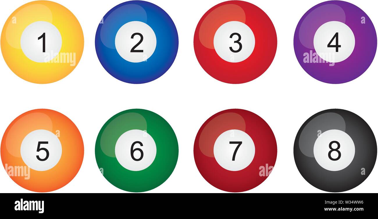 billiard balls isolated over white background vector Stock Vector Image ...