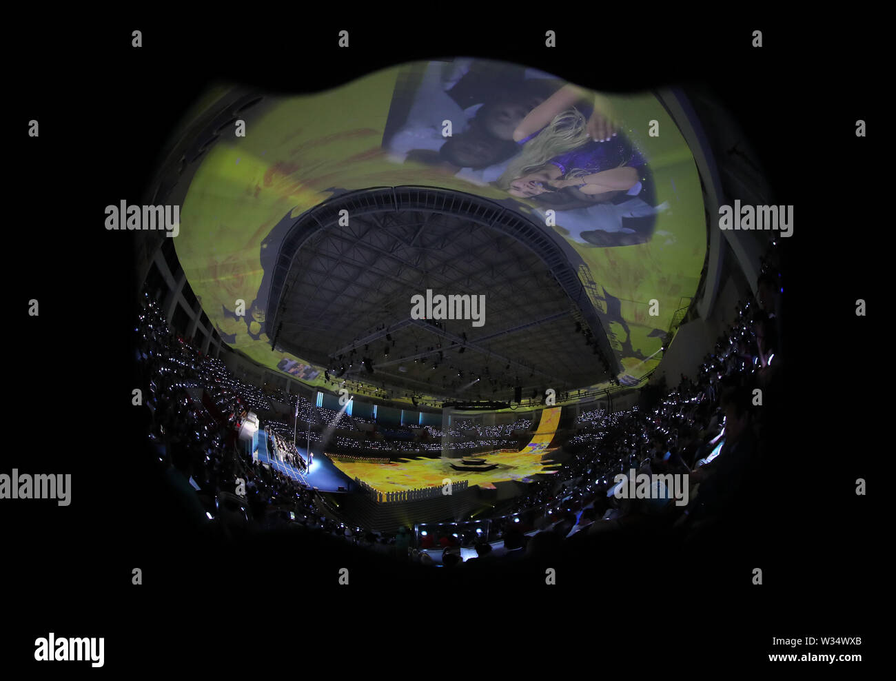 Gwangju. 12th July, 2019. Photo taken on July 12, 2019 shows the opening ceremony of the FINA World Championships in Gwangju, South Korea. Credit: Li Gang/Xinhua/Alamy Live News Stock Photo