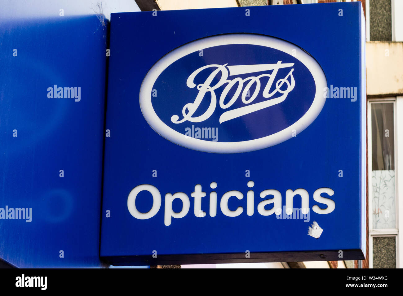 Boots Opticians sign, Stourbridge, West Midlands, UK Stock Photo
