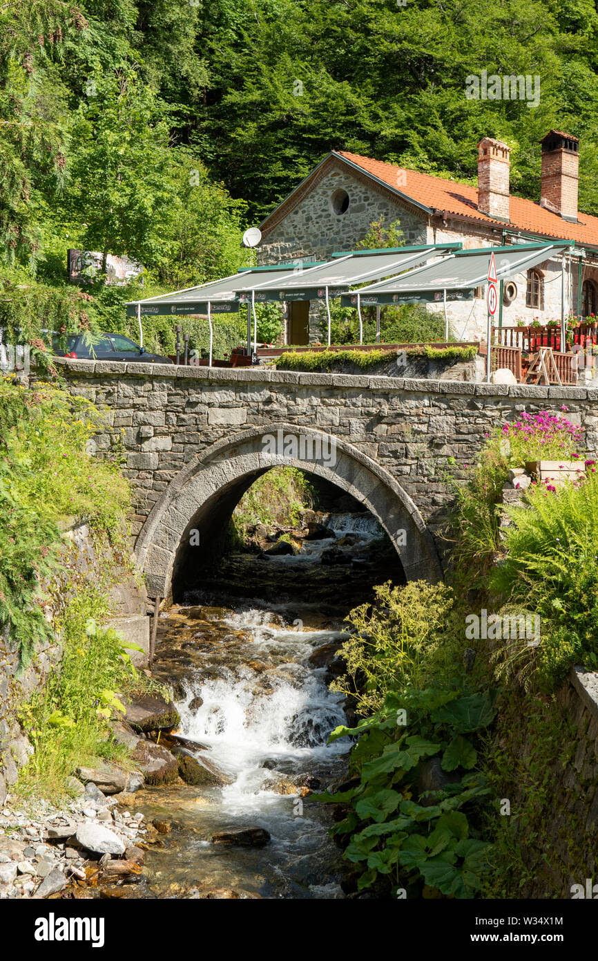 Mountain Stream at Rila Monastery, Rila, Bulgaria Stock Photo