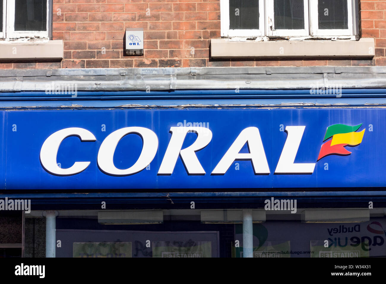 Coral bookmakers sign, Stourbridge, West Midlands, UK Stock Photo