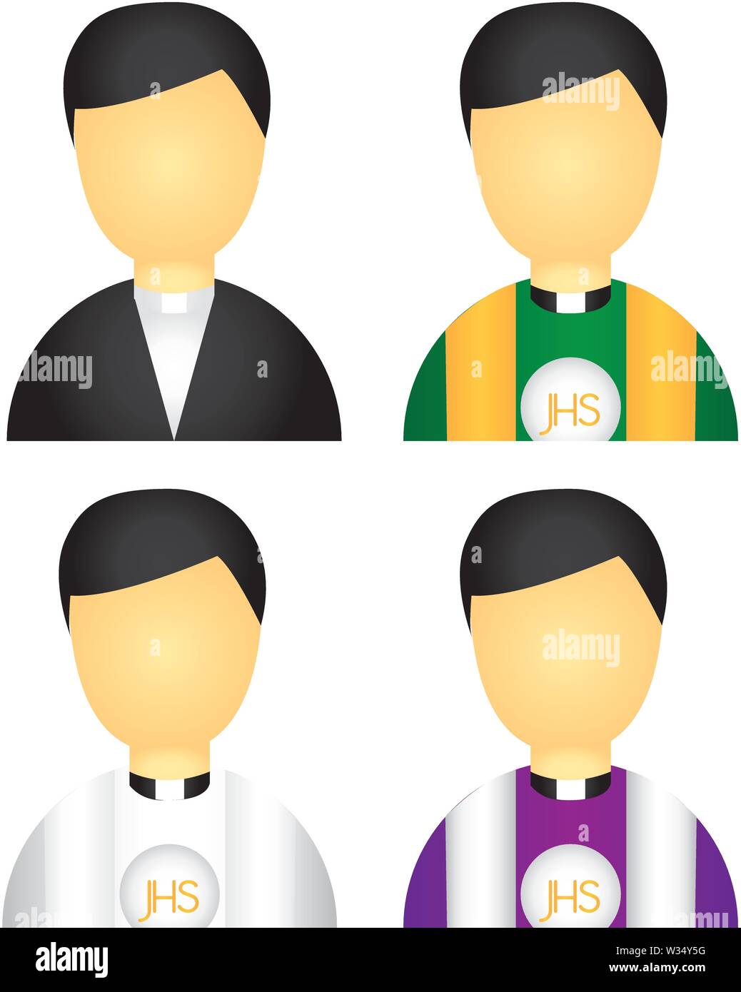 priest icons isolated over white background vector Stock Vector Image