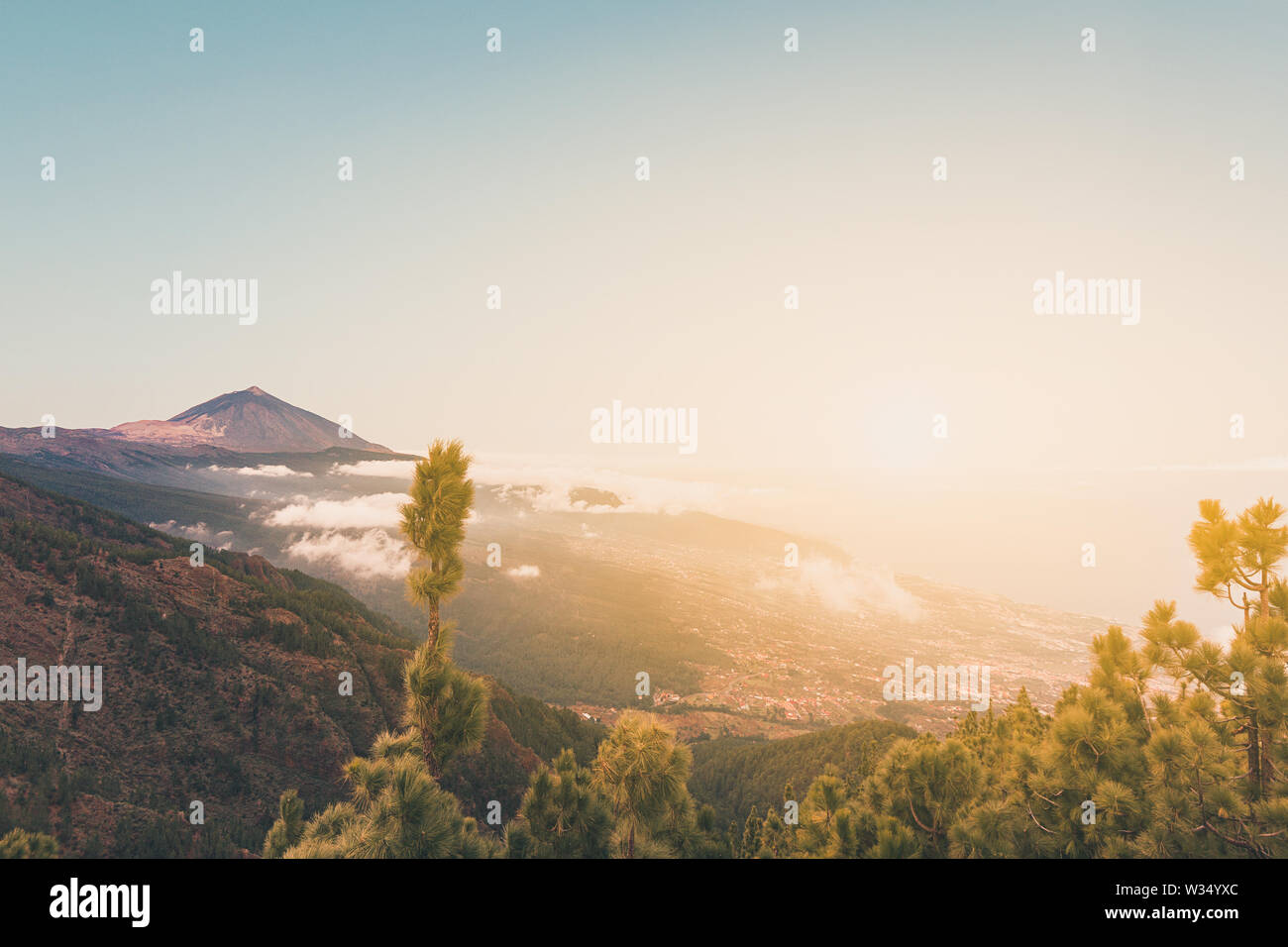 pico del teide, mountain summit above the clouds, Tenerife, Spain Stock Photo