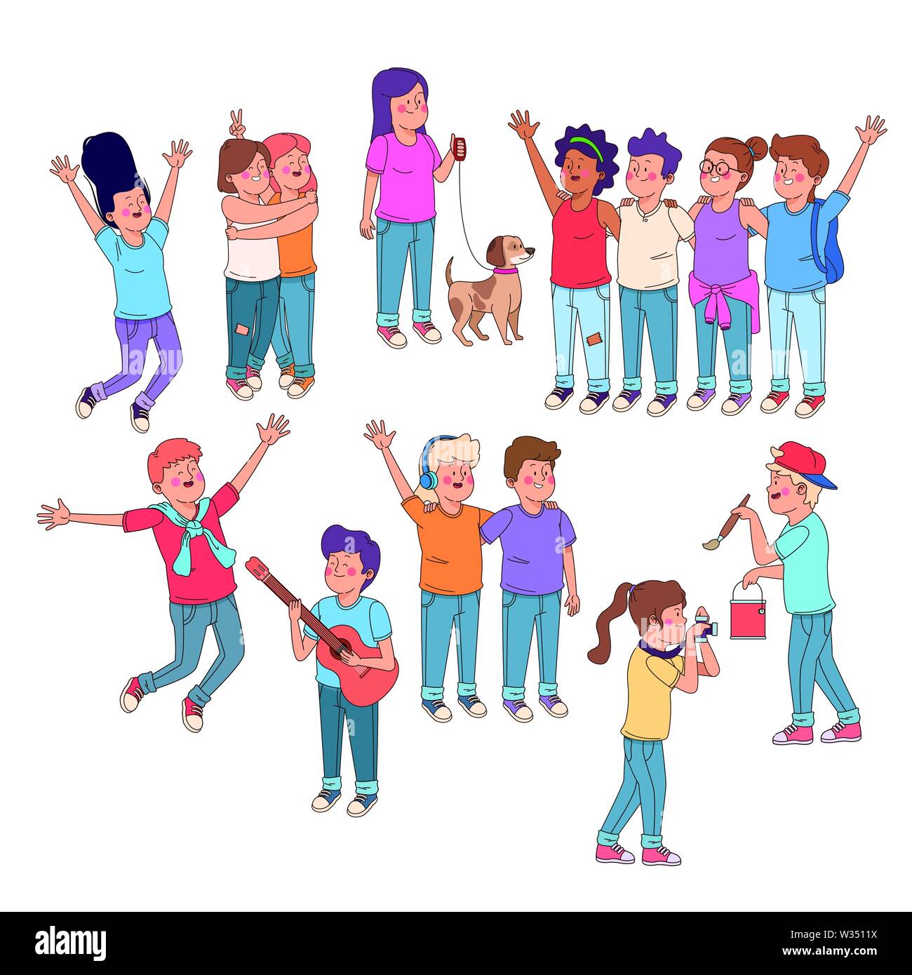 Teenagers friends having fun cartoons Stock Vector Image & Art - Alamy