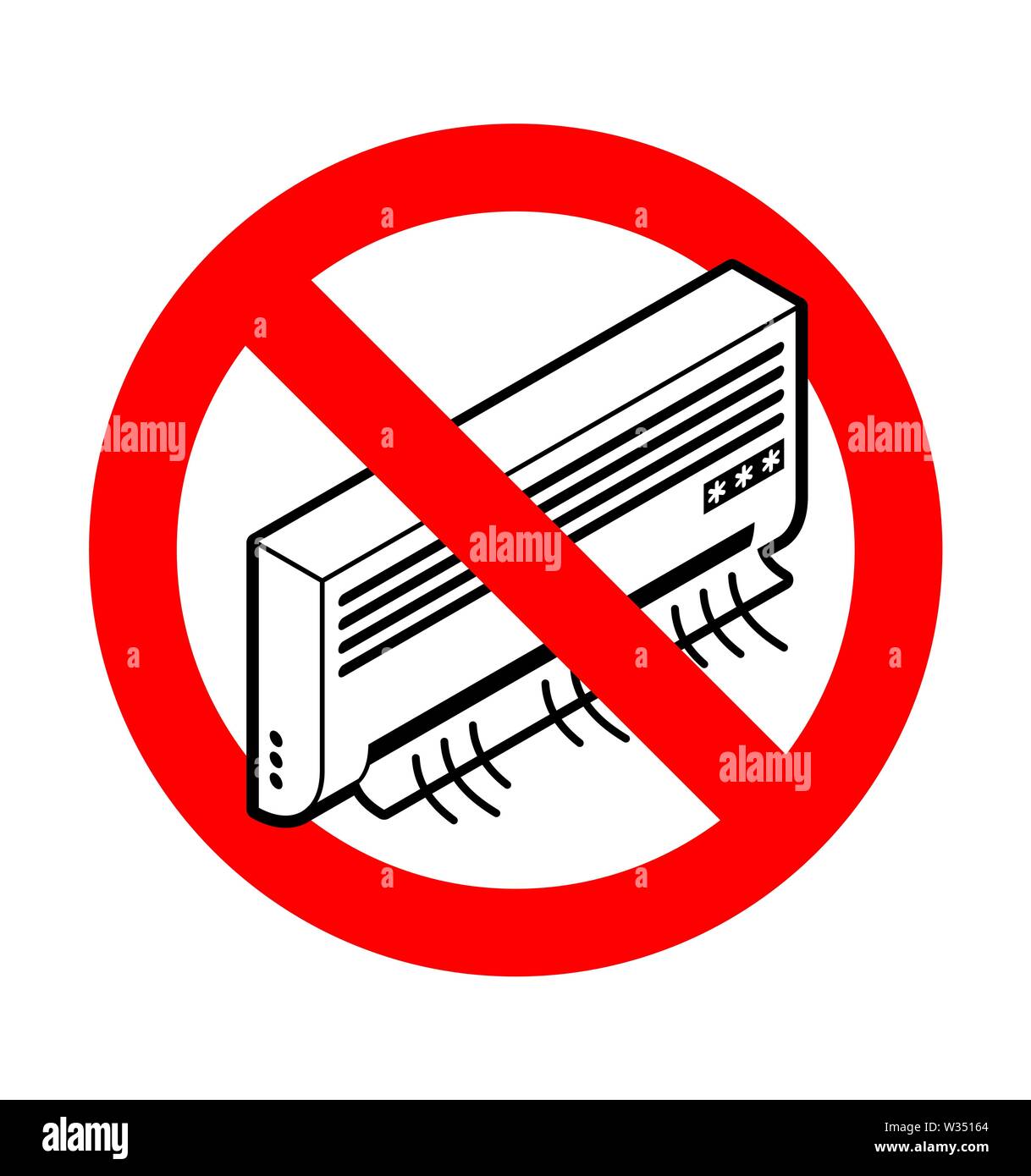 Stop Air conditioning. Ban Cooling. Red prohibition road sign Stock