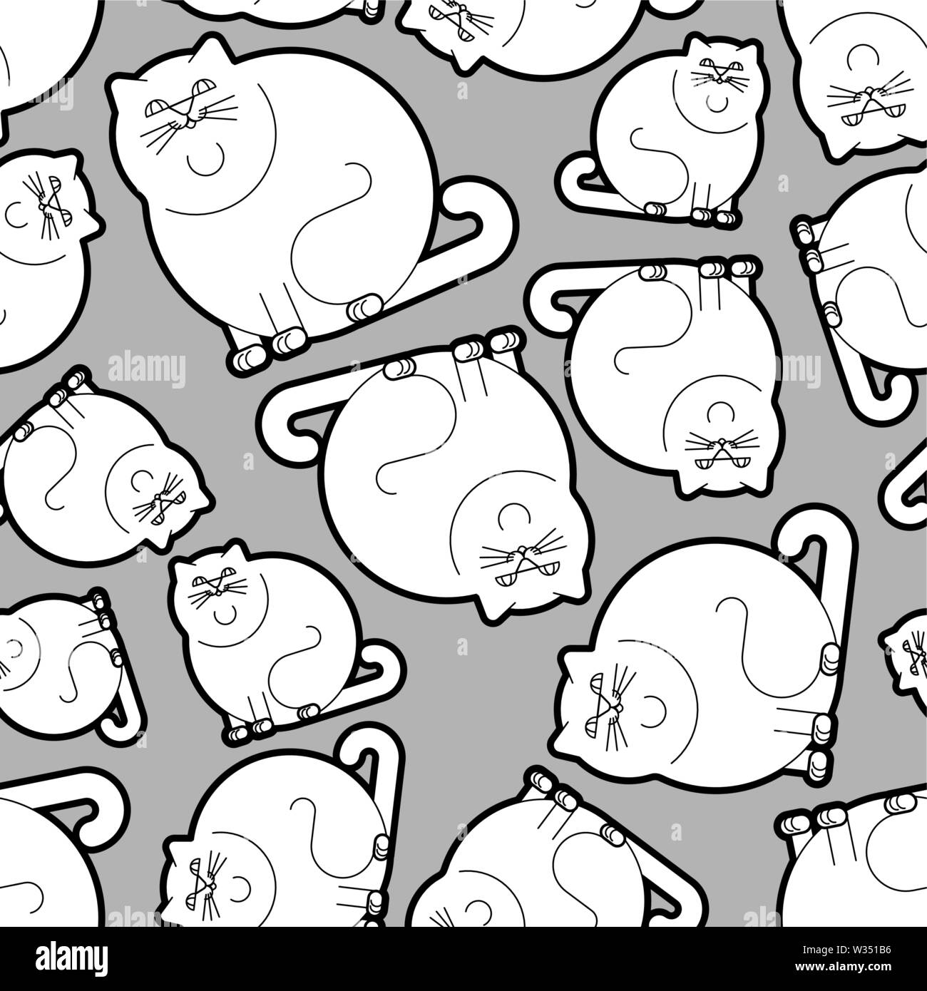 Fat cat pattern seamless. thick Pet background. vector illustration texture Stock Vector