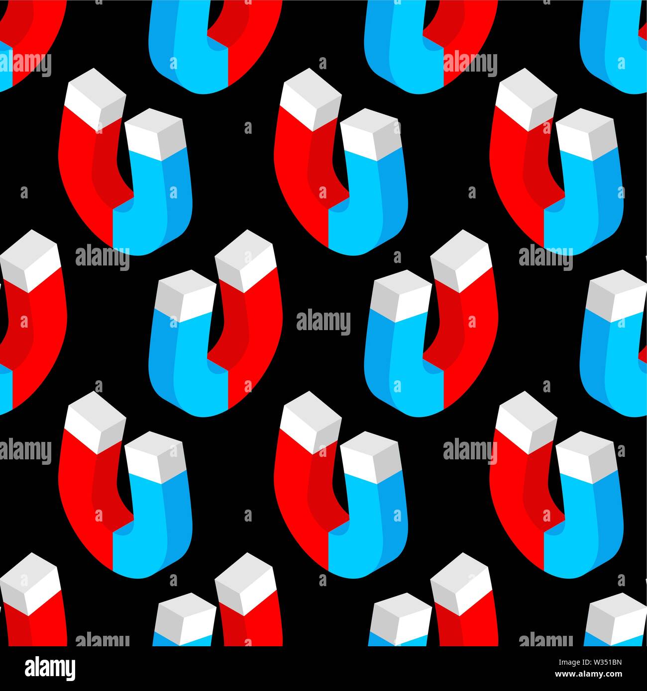 Magnet pattern seamless. loadstone background. vector texture Stock Vector