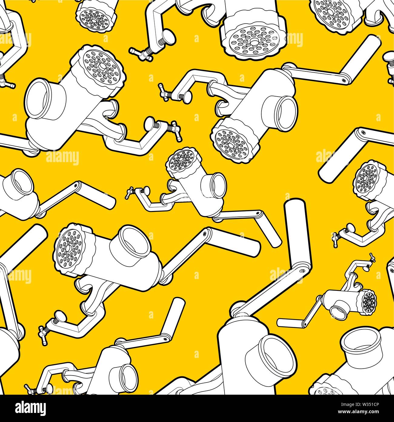 Meat grinder pattern seamless. mincing machine background . hasher texture. Vector meat-chopper ornament Stock Vector