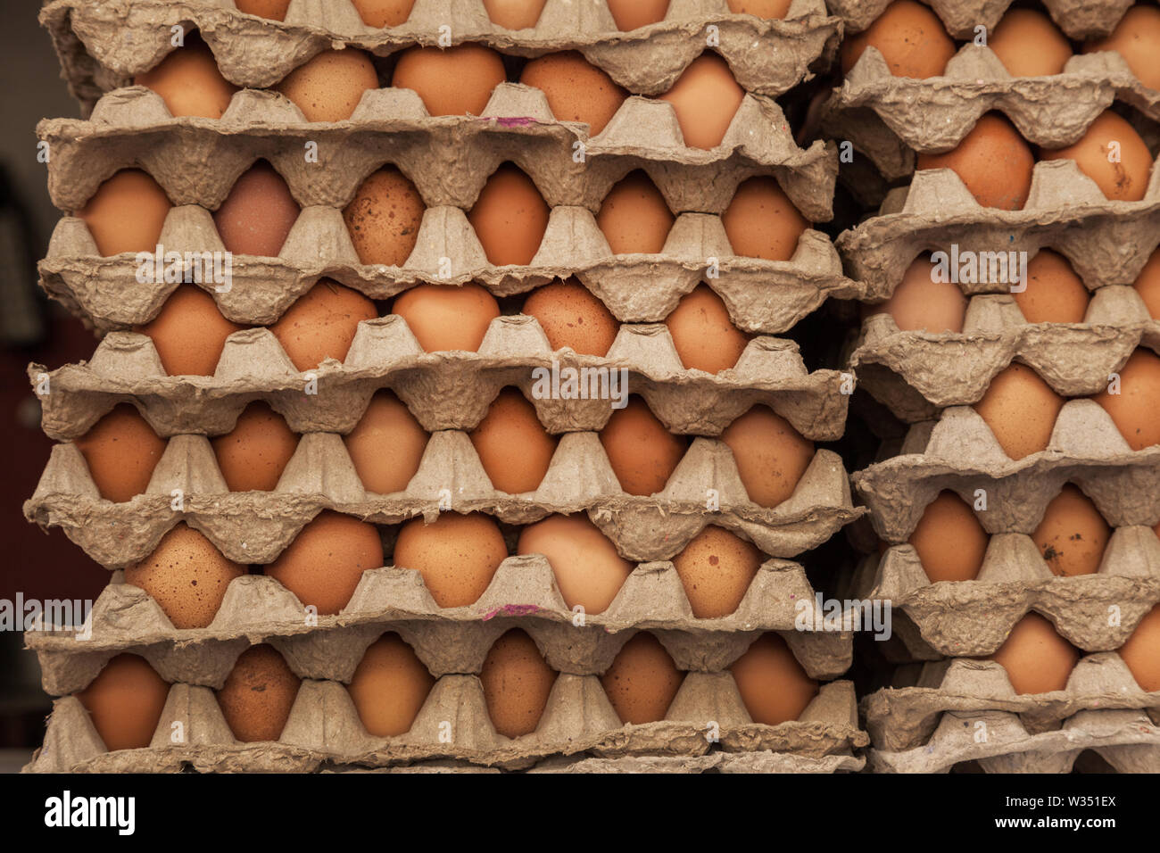 Tray of eggs stacked in a shop in Kathmandu Stock Photo