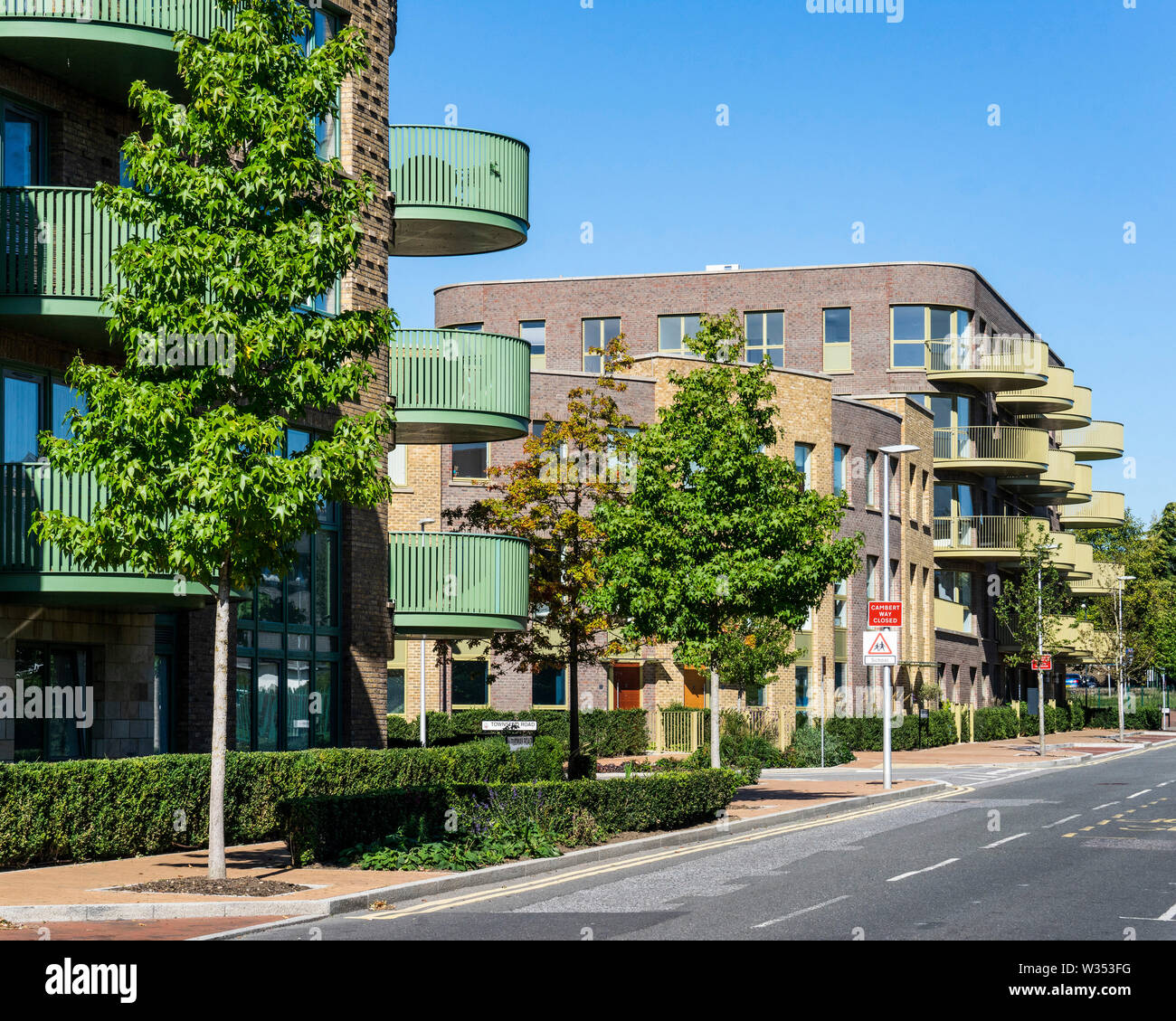Street facades. Kidbrooke Village Phase 5, Kidbrooke, United Kingdom. Architect CZWG Architects