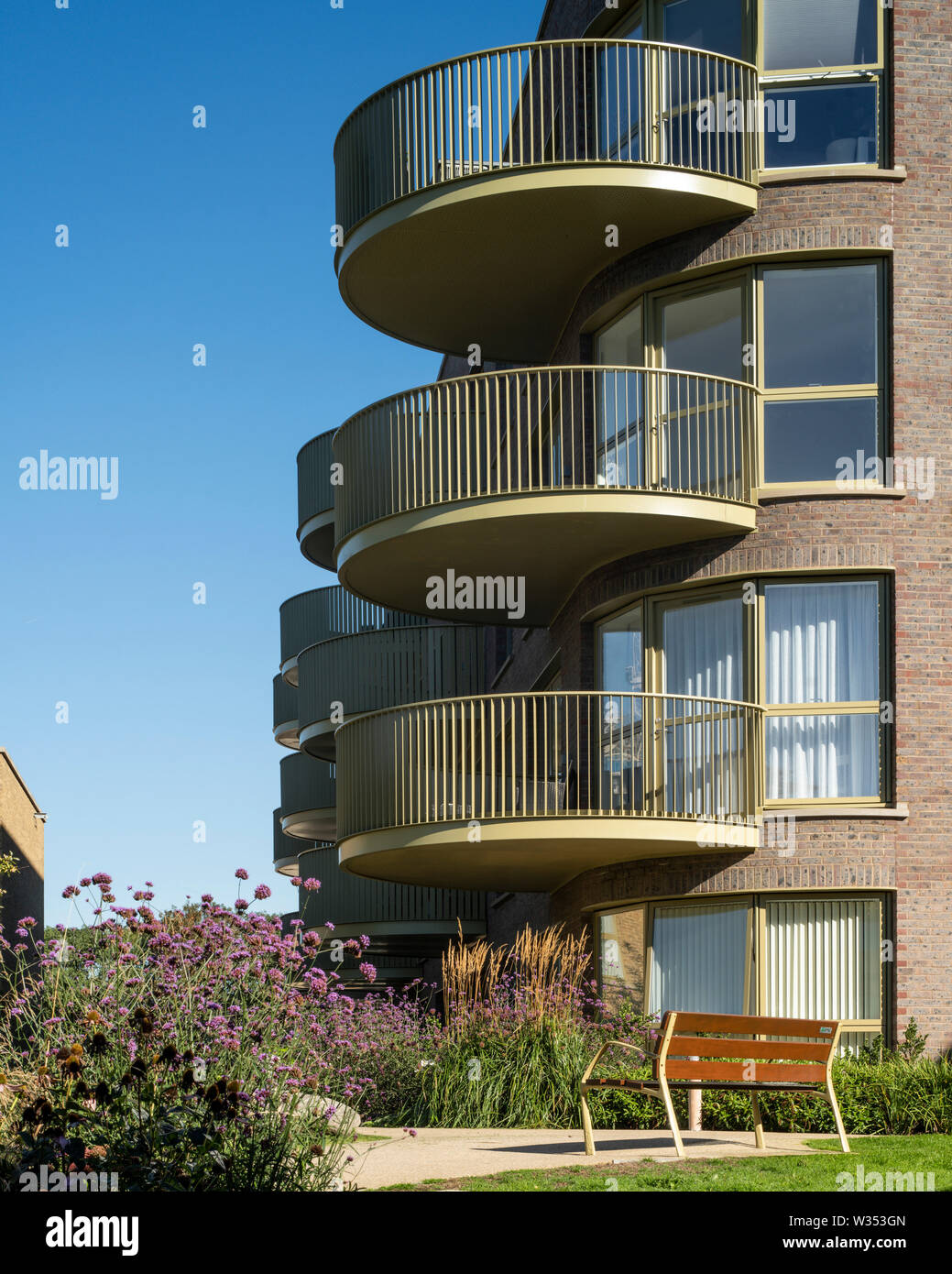 View to balconies from landscaped garden. Kidbrooke Village Phase 5