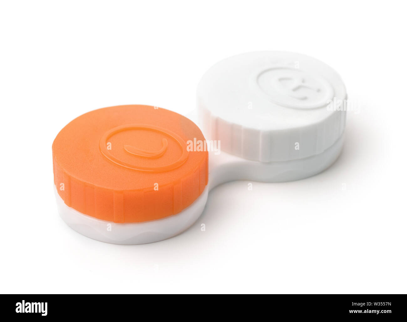 Contact lens case isolated on white Stock Photo