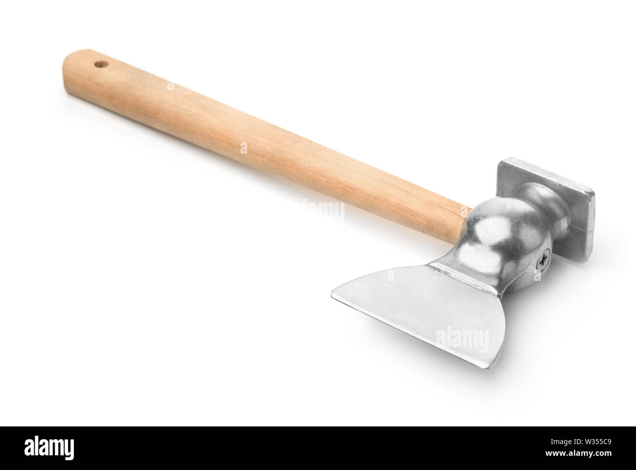 Combined kitchen hatchet  and meat tenderizer mallet isolated on white Stock Photo