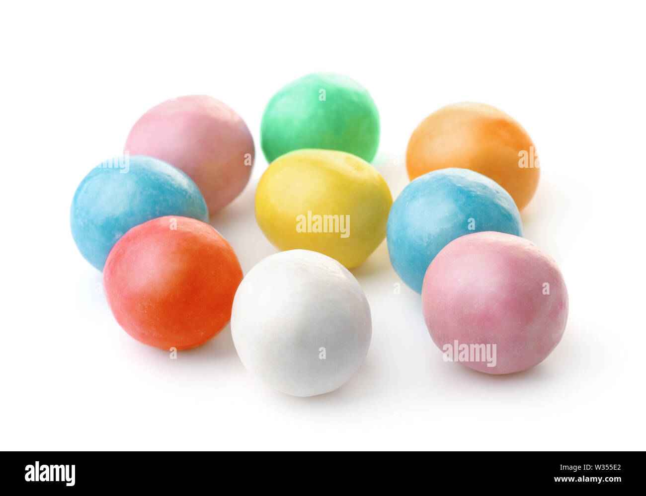 Group of colorful chewing  gum balls isolated on white Stock Photo