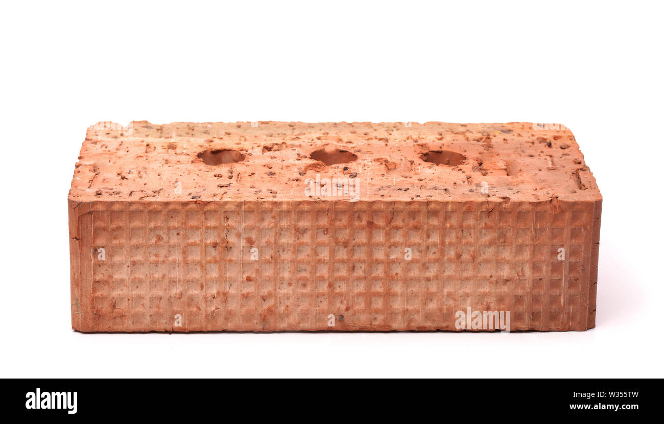 Front view of red ceramics  brick isolated on white Stock Photo