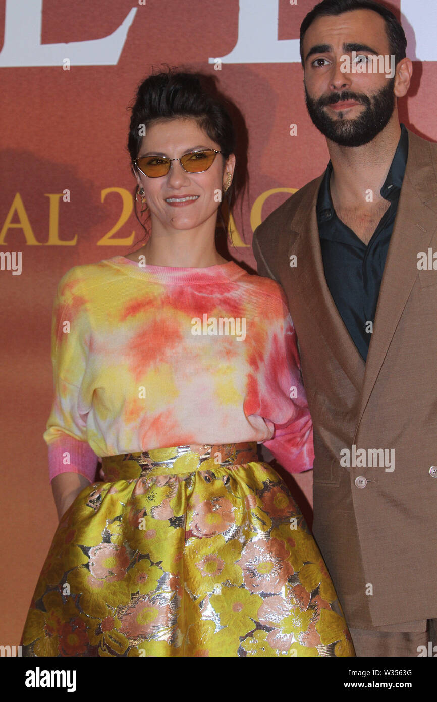 Rome Italy 12th July 19 Marco Mengoni Italian Voice Of Simba And Elisa Italian Voice Of Nala Making The Photocall For The Italian Version Of The Lion King Il Re Leone At