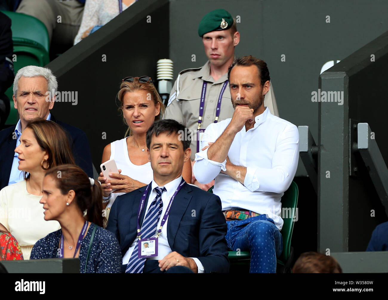 James Middleton with Alizee Thevenet on day eleven of the Wimbledon Championships at the All England Lawn Tennis and Croquet Club, Wimbledon. Stock Photo