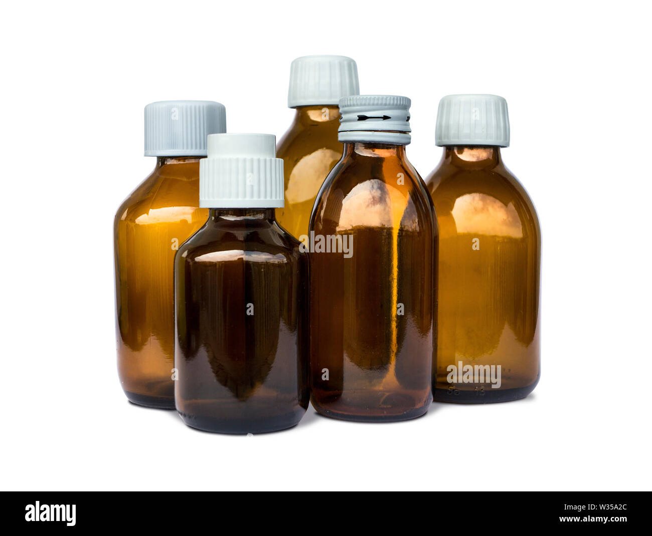 Bottles of Medicine isolated on white Stock Photo