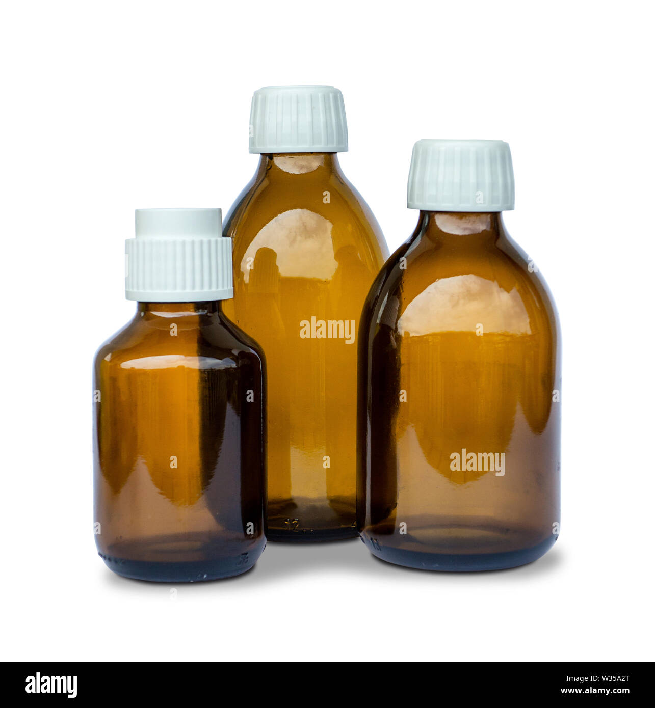 Bottles of Medicine isolated on white Stock Photo