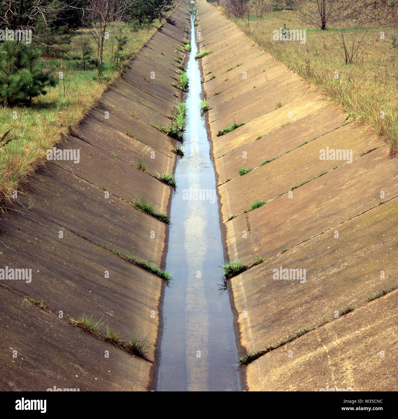 wastewater canal of industrial factory Stock Photo