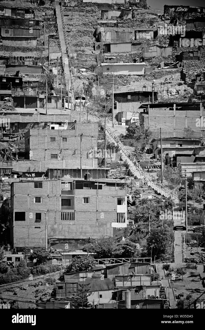 Lima, Peru. District of Villa el Salvador.. Black ans white photo. Stock Photo