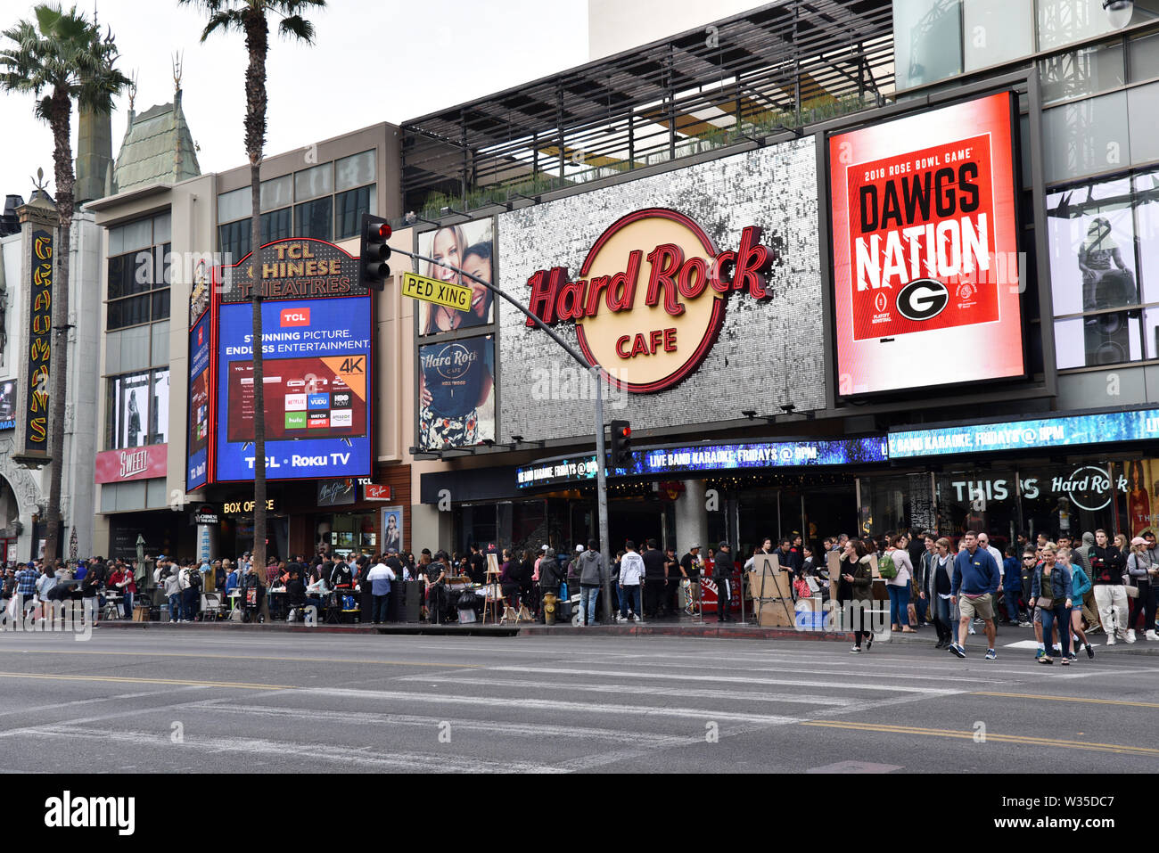 LOS ANGELES, CA/USA - March 6 2017: The Hard Rock Cafe on the Hollywood Walk of Fame Stock Photo