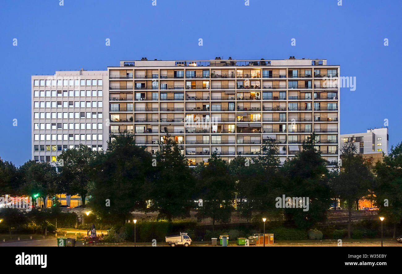 Modern apartment buildings in a residential area next to Canal St