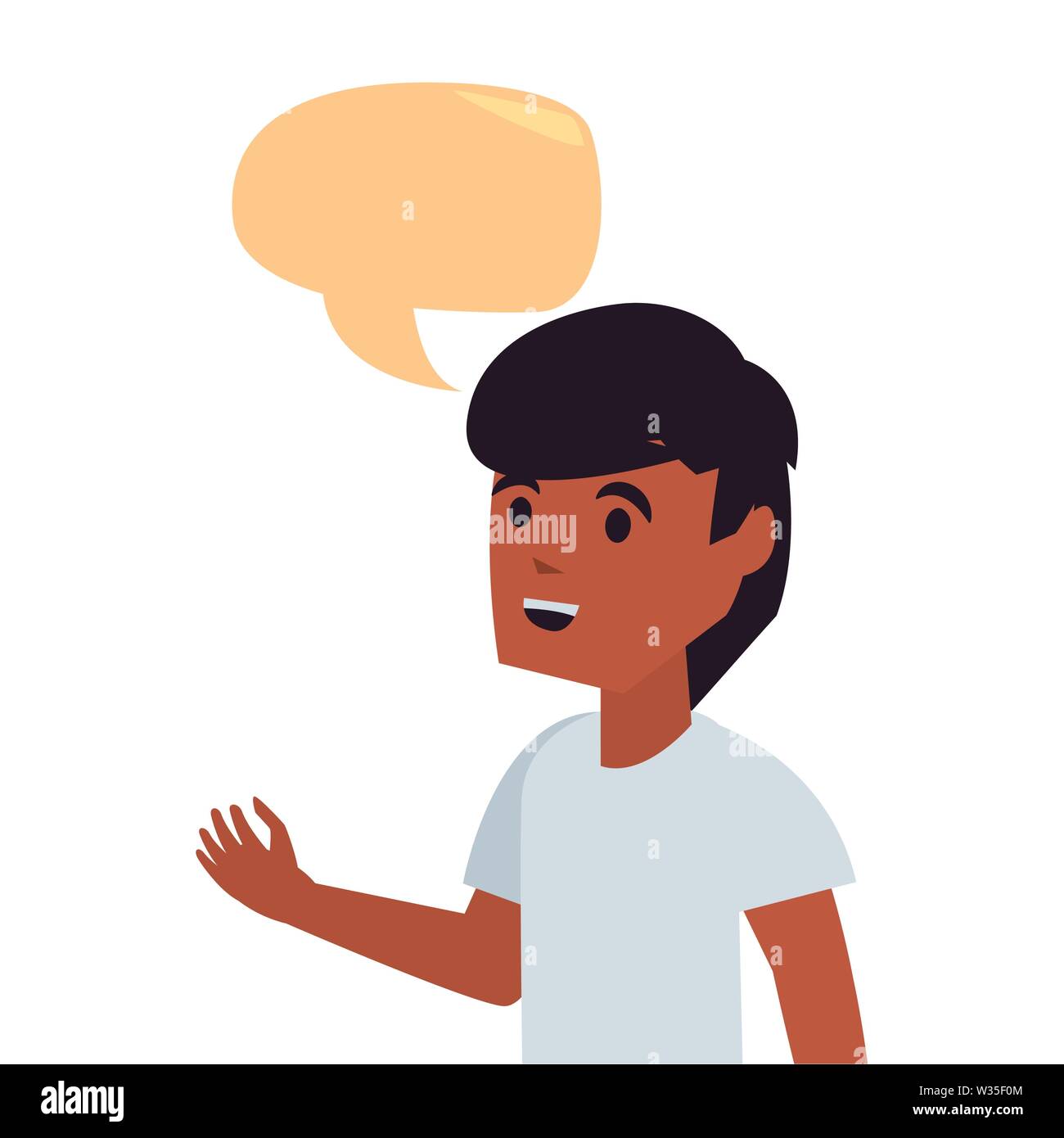 young man portrait talk bubble on white background vector illustration ...