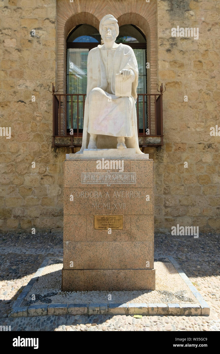 Statue of Muslim Andalusian philosopher and thinker Averroes in Cordoba, Spain. Stock Photo